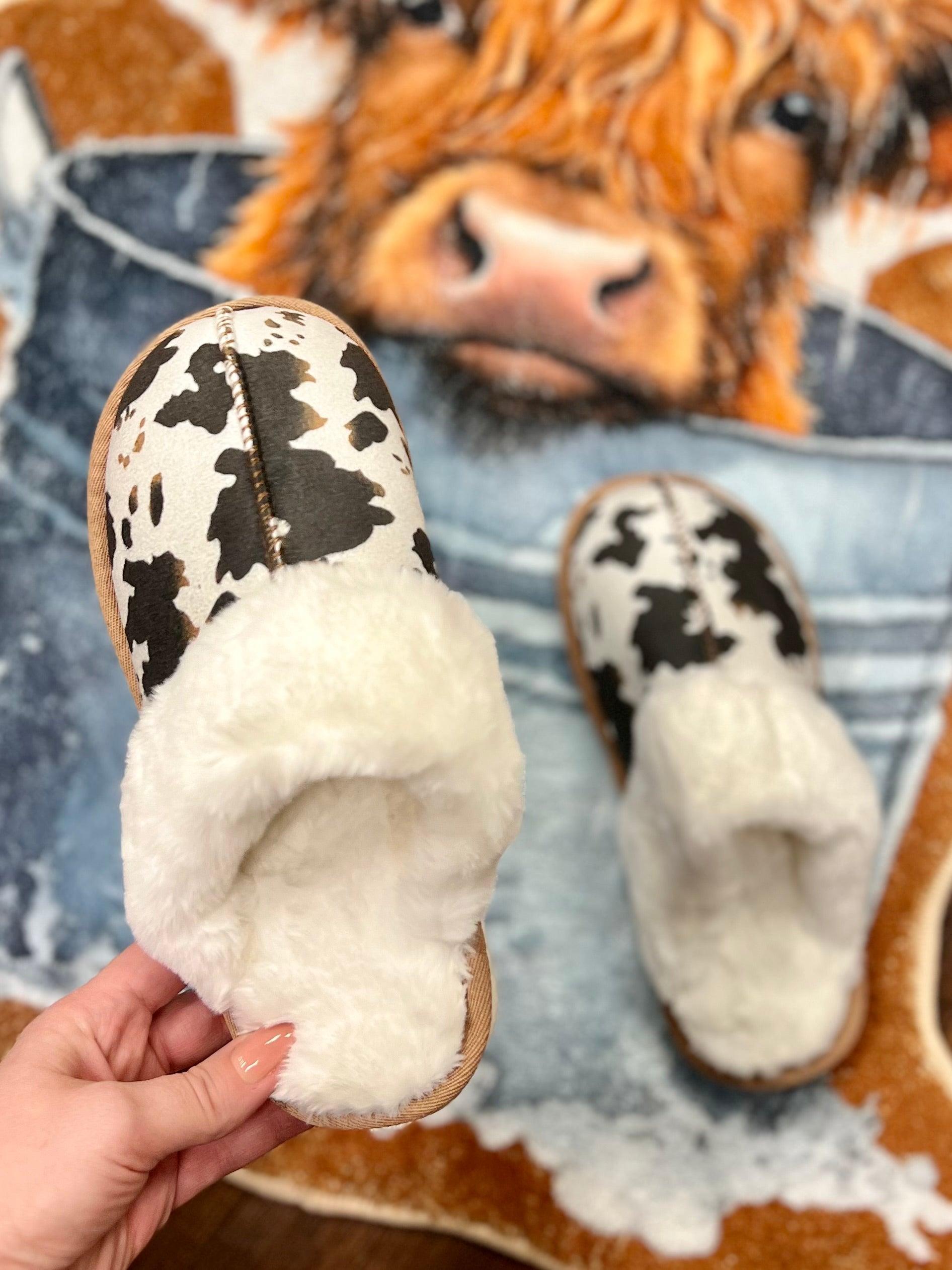 Comfy Cow Print Slippers Product Image