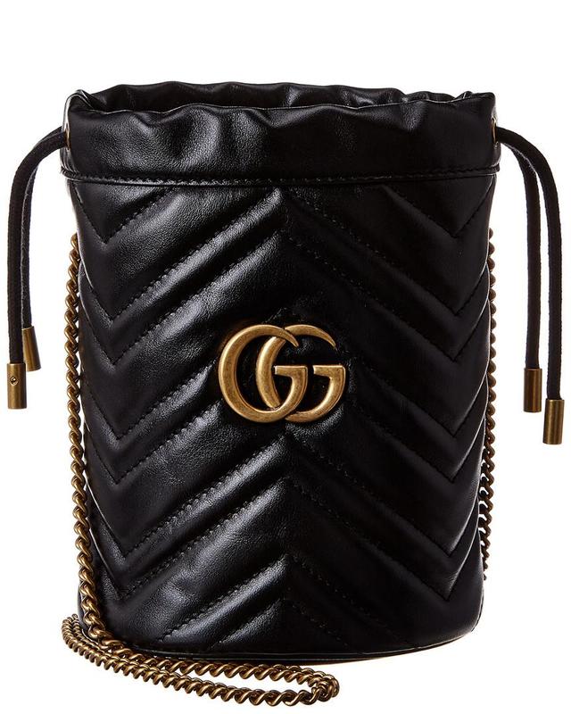 Gg Marmont Mini Matelasse Leather Bucket Bag In Black Product Image