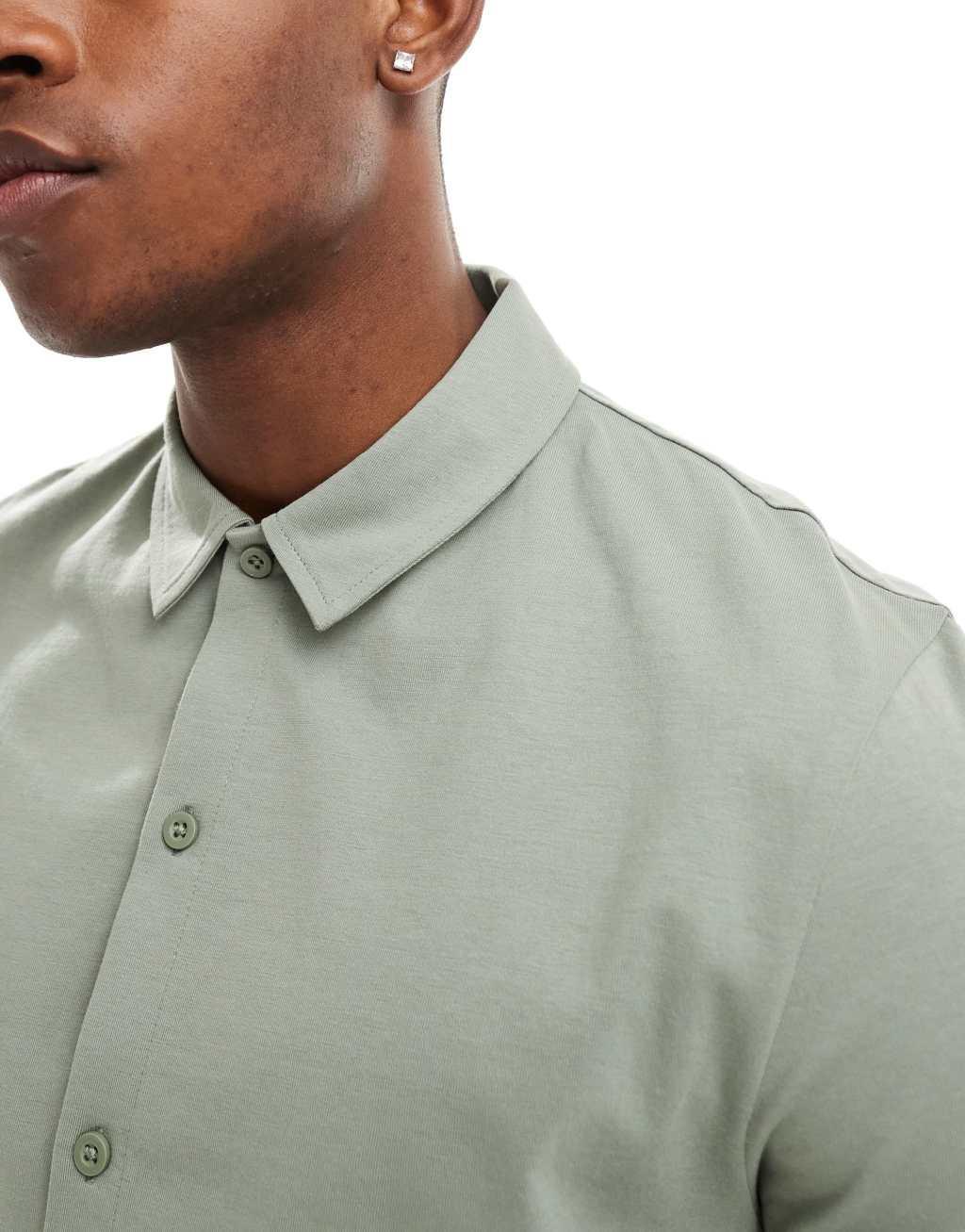 ASOS DESIGN jersey shirt in mid green Product Image