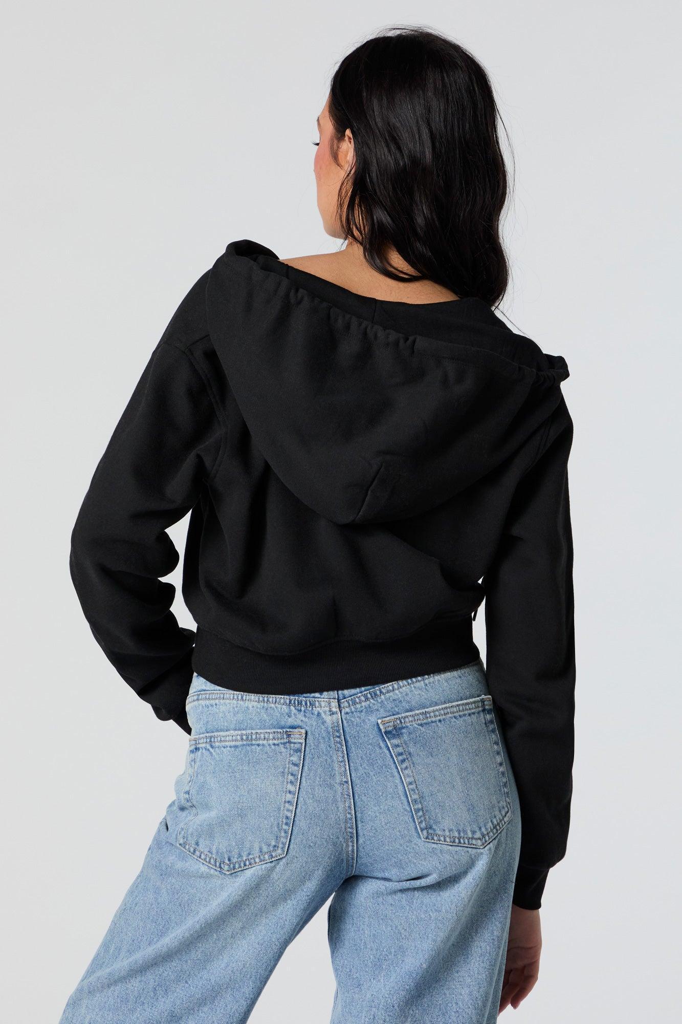 Soft Fleece Zip-Up Cropped Hoodie Female Product Image