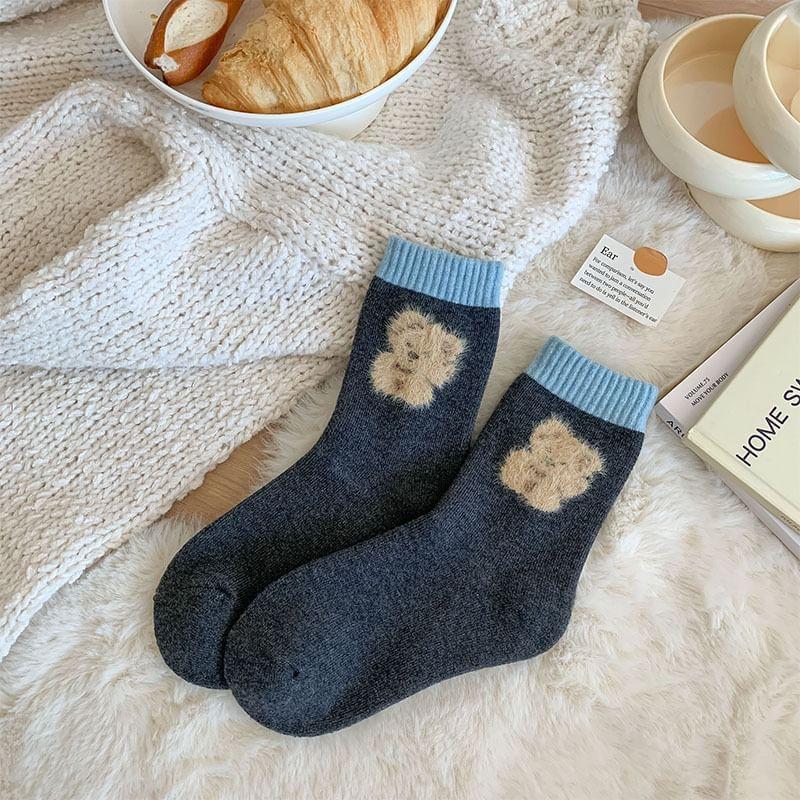 Dog Print Contrast Trim Socks Product Image