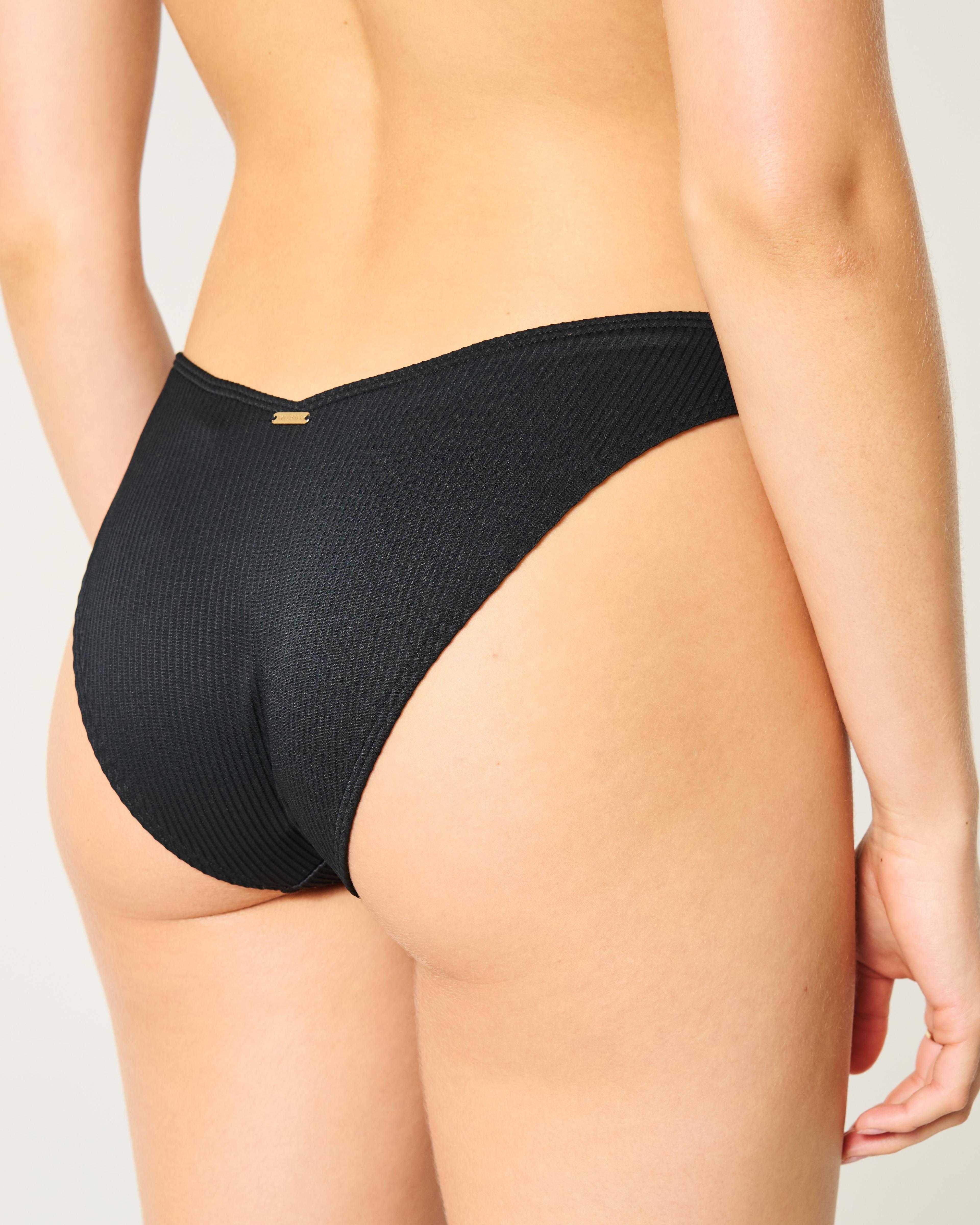 Ribbed High-Leg V-Waist Cheeky Bikini Bottom Product Image