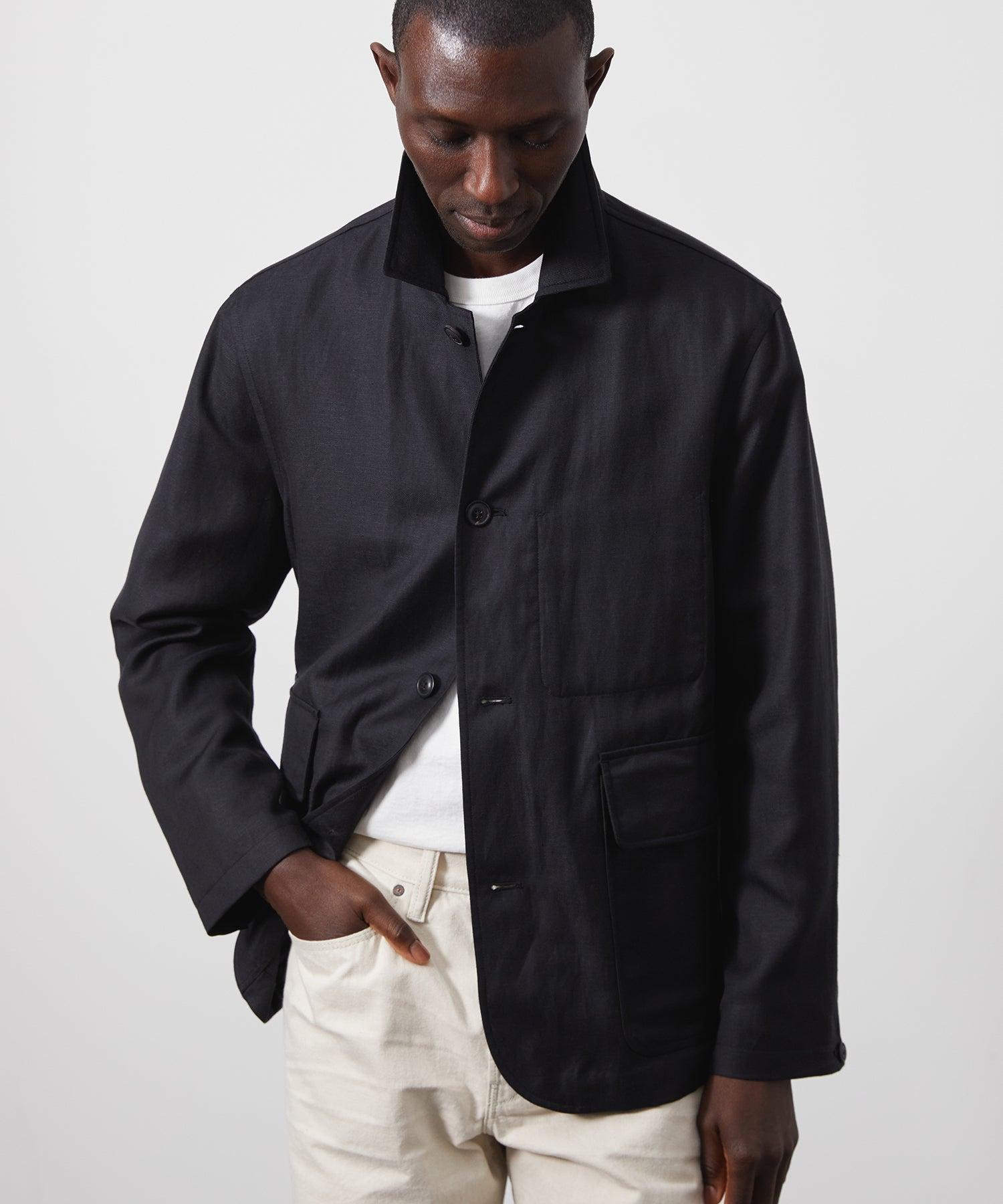 Wool Linen Walking Jacket in Black Product Image