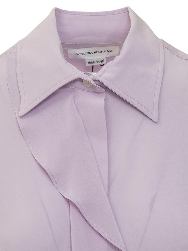 Ruffled Silk Shirt In Lilac Product Image