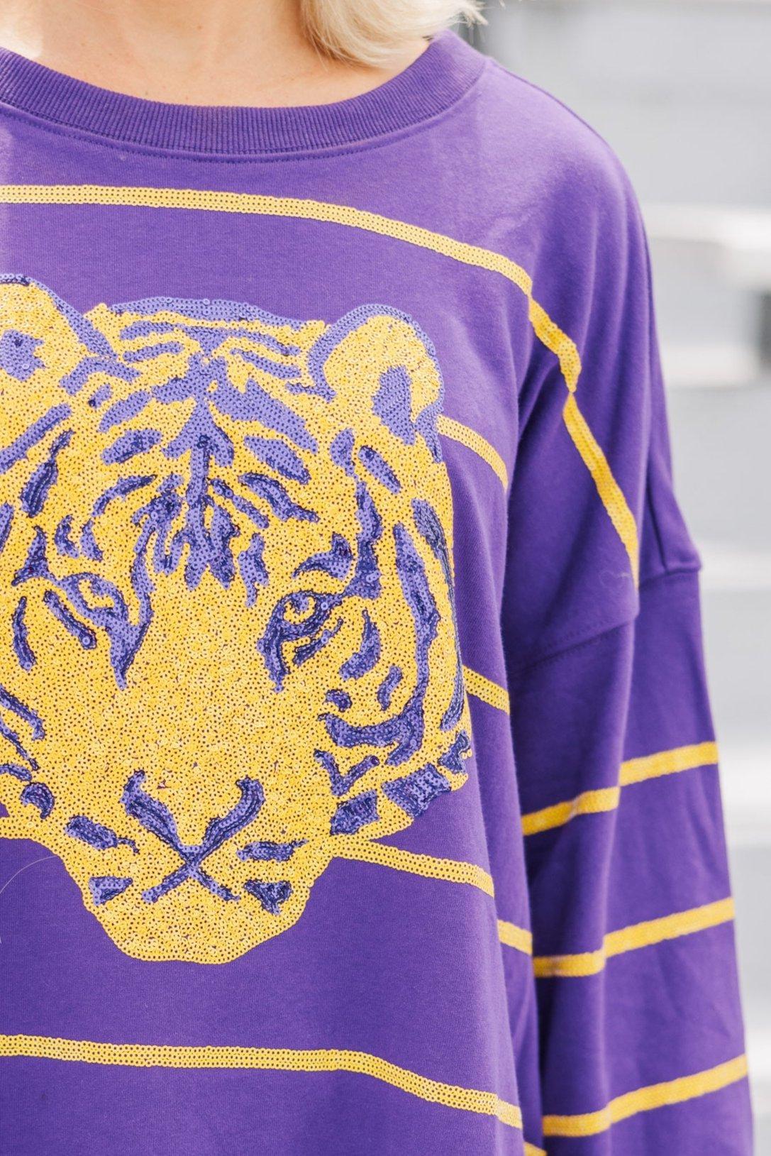 Lead The Way Purple Tiger Pullover Female Product Image