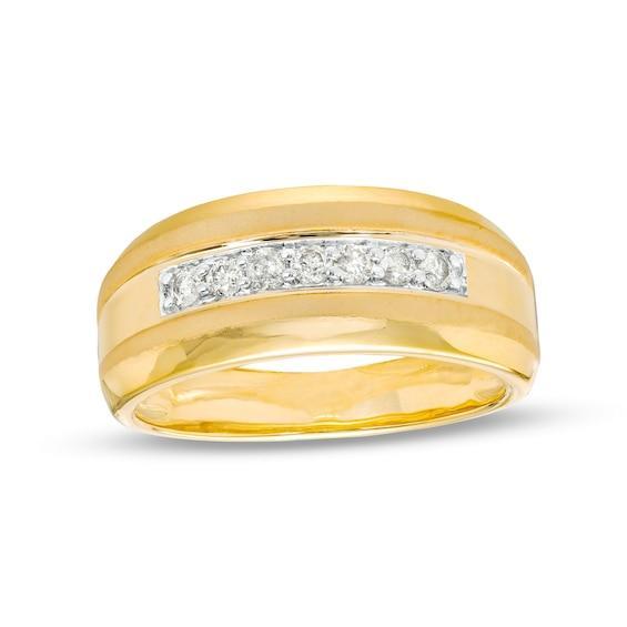 Men's 1/3 CT. T.w. Diamond Seven Stone Wedding Band in 10K Gold Product Image