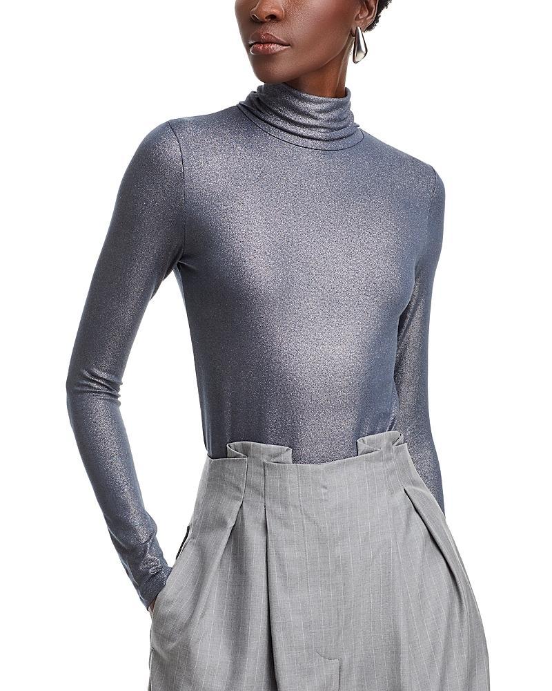 Womens Soft Touch Metallic Turtleneck Top Product Image