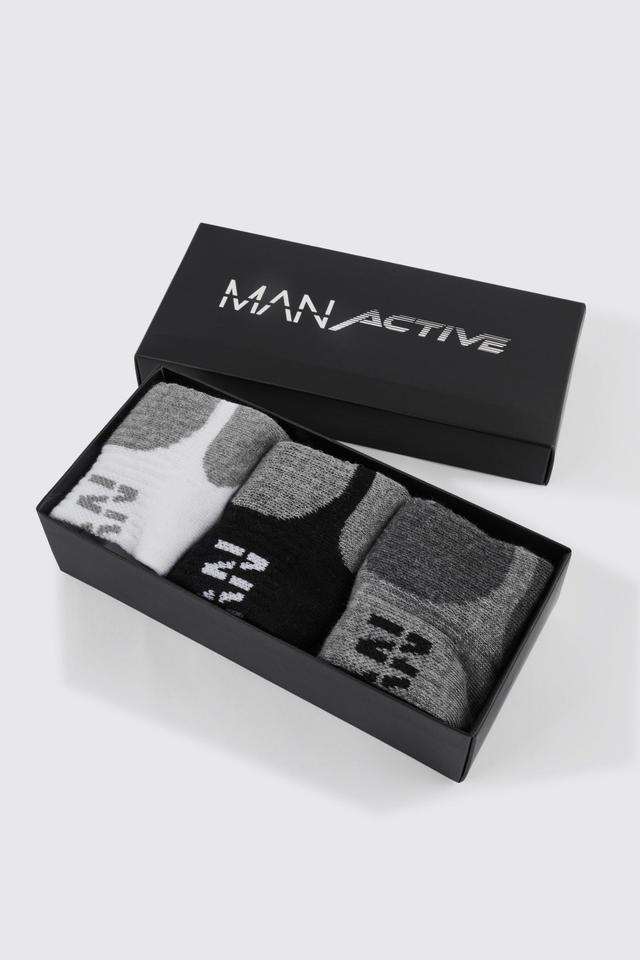 Man Active 3 Pack Gift Boxed Sneaker Socks | boohooMAN USA Product Image