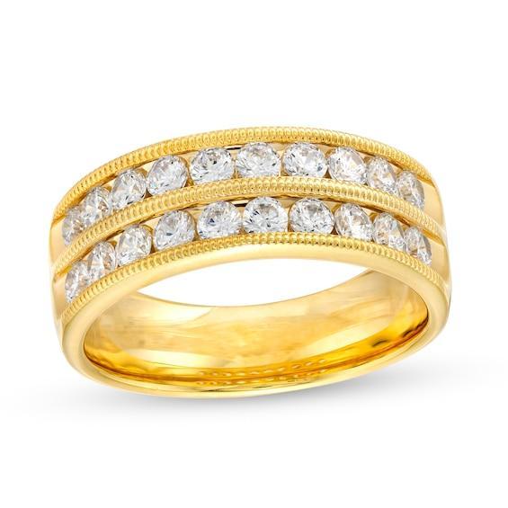 Men's 1-1/2 CT. T.w. Diamond Double Row Wedding Band in 10K Gold Product Image