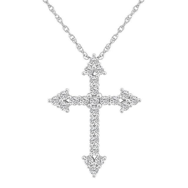 Alyson Layne 10k Yellow Gold 1 Carat T.W. Diamond Cross Pendant Necklace, Womens 10k White Gold Product Image