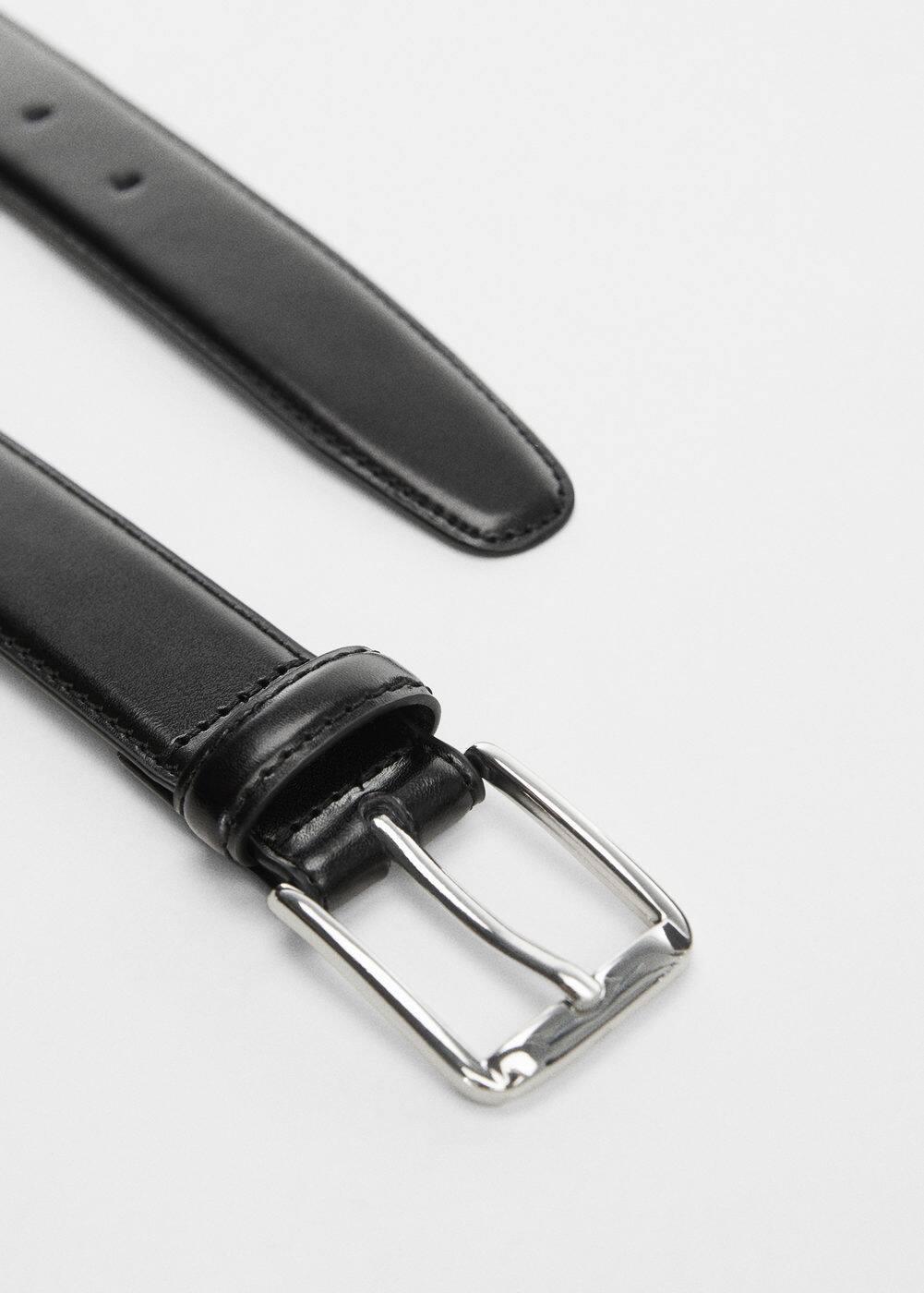 MANGO MAN - Leather belt blackMen Product Image