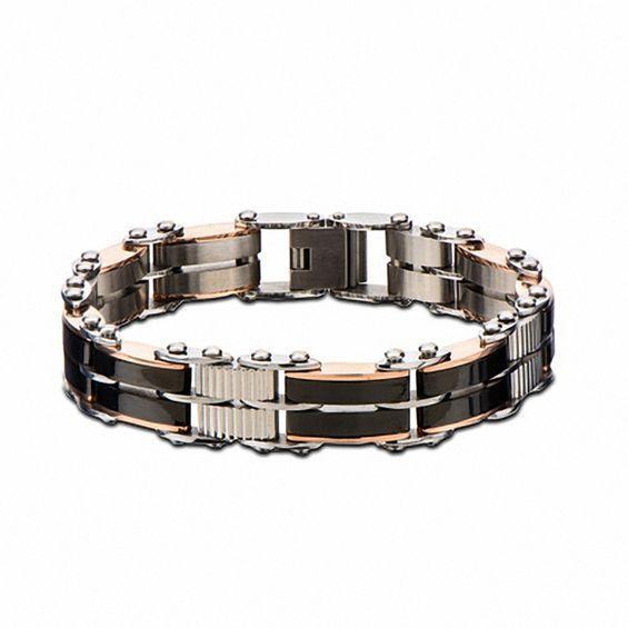 Men's 9.0mm Two-Sided Adjustable Bracelet in Stainless Steel and Two-Tone IP - 8.5" Product Image