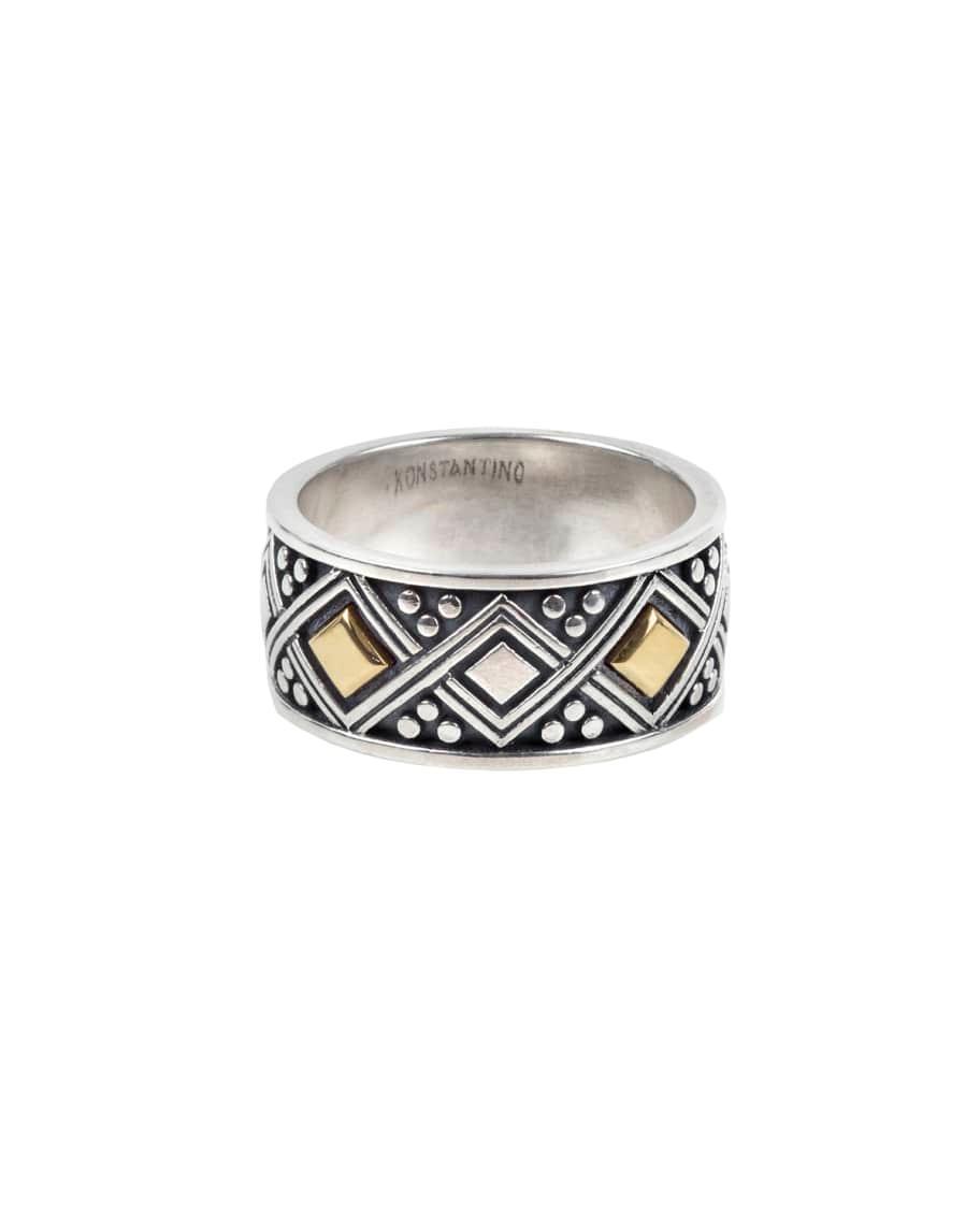 Men's Sterling Silver Ring w/ 18k Gold Trim Product Image