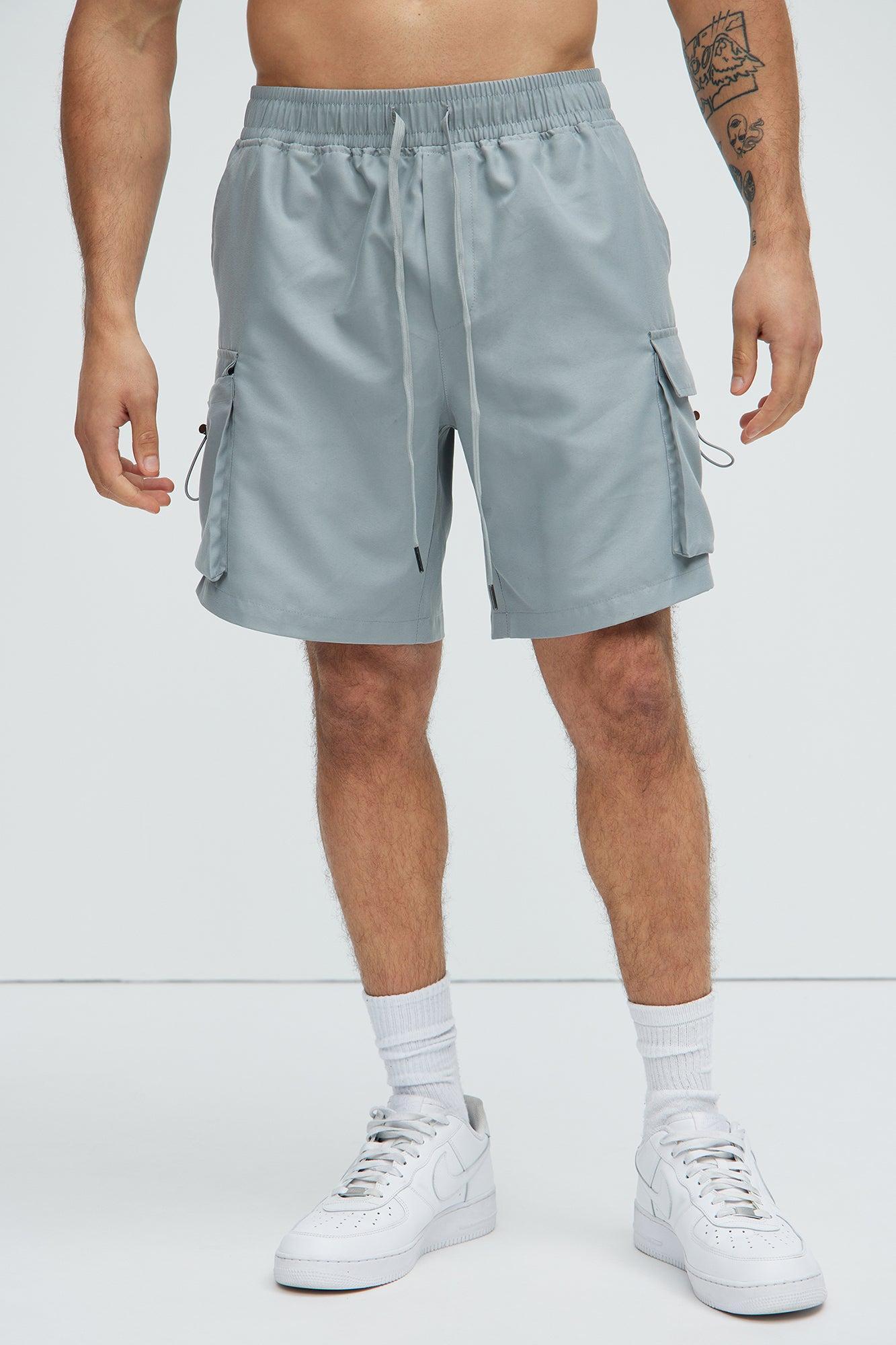 Keep It Coming Cargo Nylon Shorts - Grey Product Image