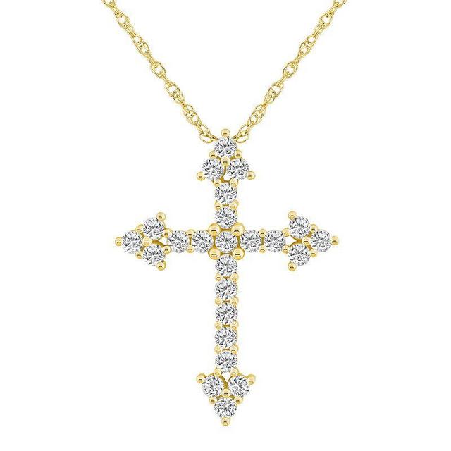 Alyson Layne 10k Yellow Gold 1 Carat T.W. Diamond Cross Pendant Necklace, Womens 10k Gold Product Image