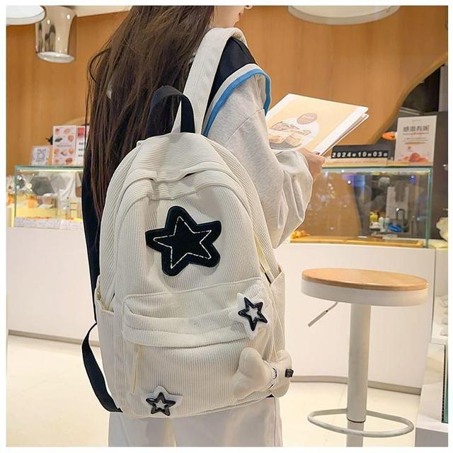 Star Applique Corduroy Backpack Product Image