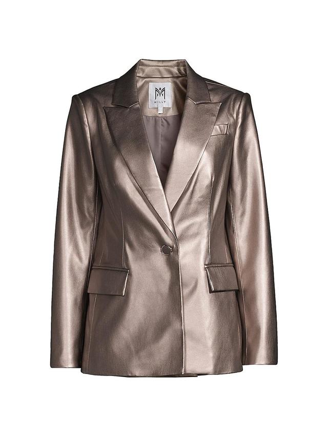 Womens Alexa Faux Leather Blazer Product Image