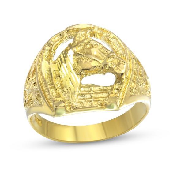 Men's Horse Head Nugget Ring in 10K Gold Product Image