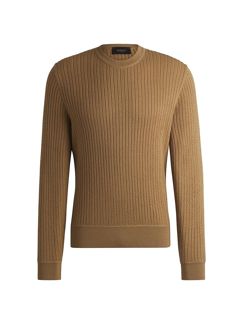 Mens Wool-Blend Knitted Sweater with Herringbone Structure Product Image