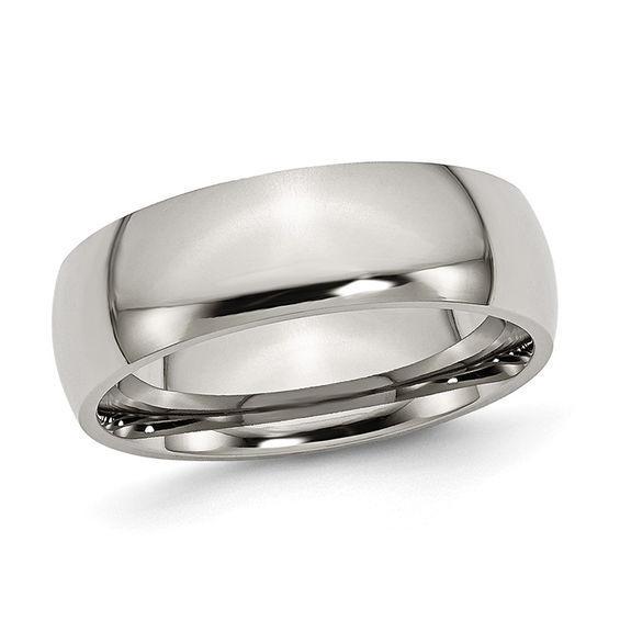 Men's 7.0mm Low Dome Wedding Band in Titanium Product Image