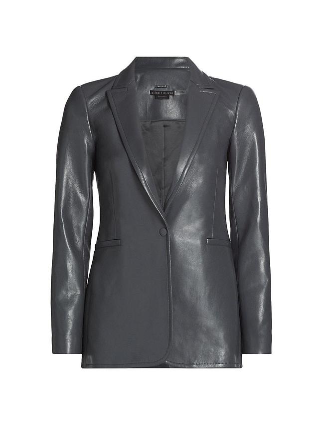 Womens Breann Faux-Leather Single-Breasted Blazer Product Image