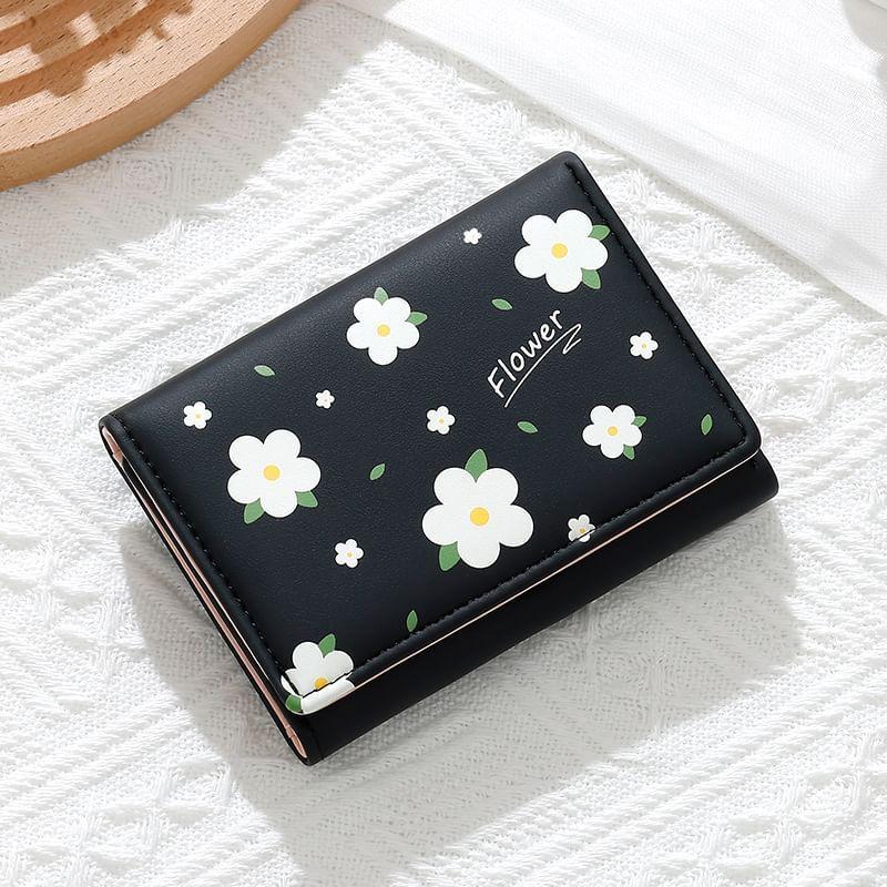 Floral Faux Leather Trifold Wallet Product Image