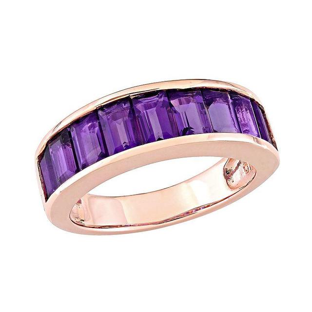 Stella Grace 18k Rose Gold Over Silver Amethyst Anniversary Band, Womens Purple Product Image