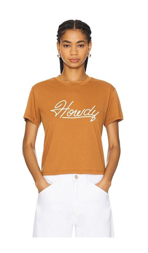 Sendero Provisions Co. Howdy Dude Women's Crop Tee in Cognac. Product Image