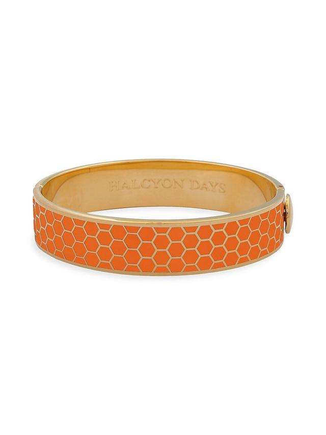 Womens Honeycomb 18K Gold-Plated Hinged Bangle Bracelet Product Image