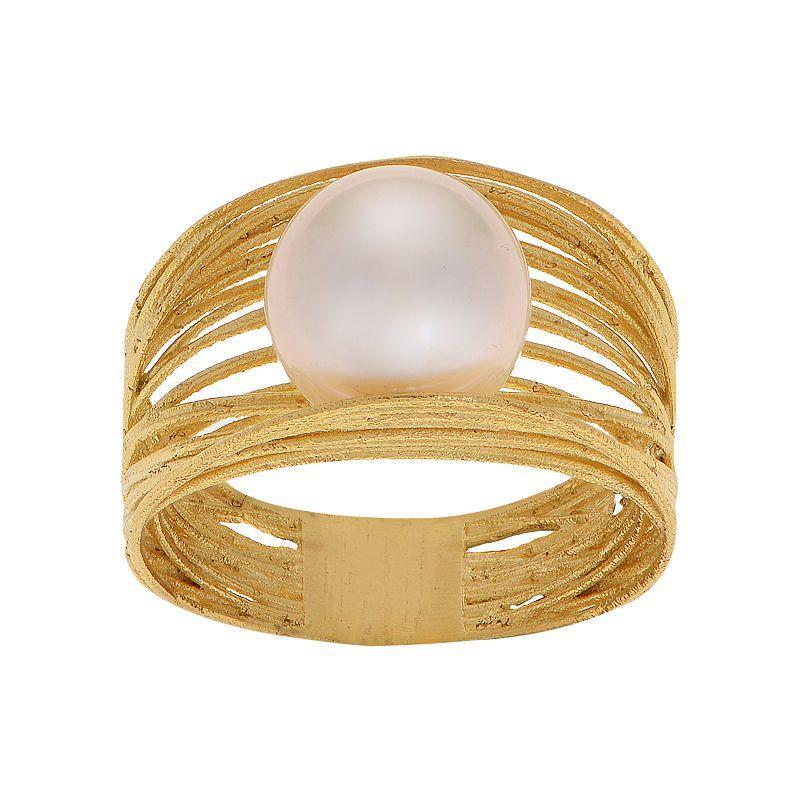 PearLustre by Imperial 14k Gold Freshwater Cultured Pearl Woven Ring, Womens Product Image