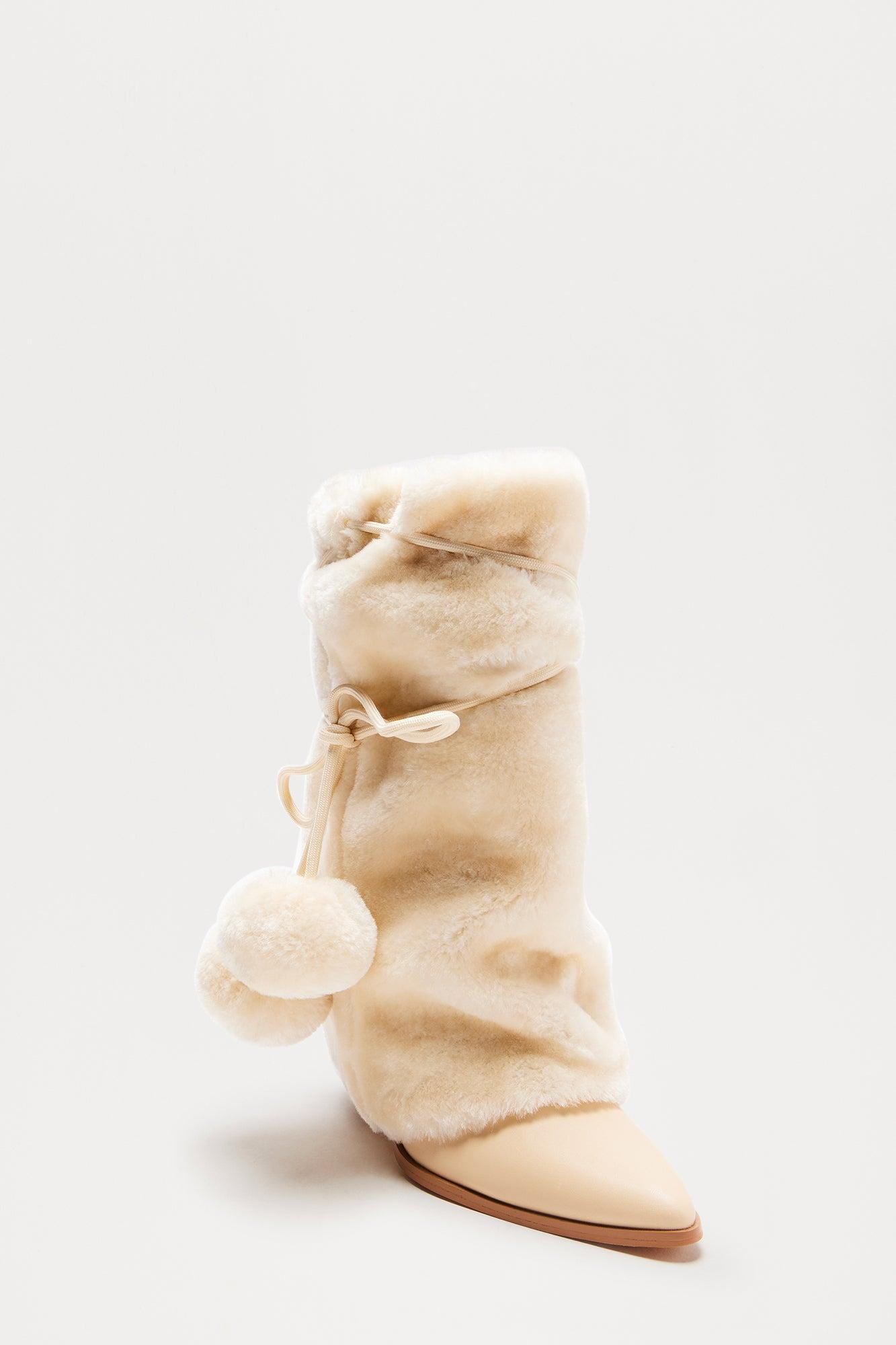 Norway Faux Fur Booties - Cream Product Image