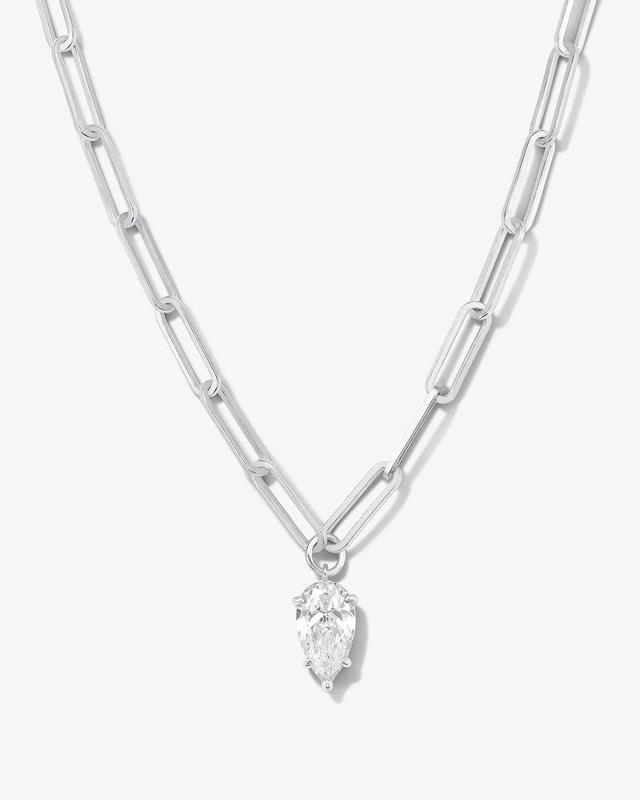 Samantha Teardrop Necklace - Silver|White Diamondettes Product Image