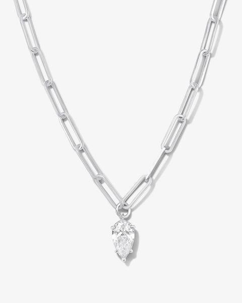 Samantha Teardrop Necklace - Silver|White Diamondettes Product Image