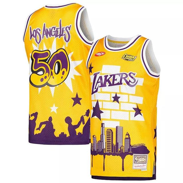 Mens Mitchell & Ness x Tats Cru Los Angeles Lakers Hardwood Classics Fashion Jersey Product Image