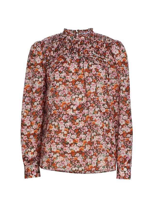 Womens Tessa Floral Pintuck Blouse Product Image