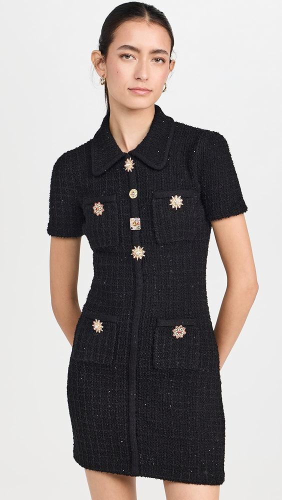 Self Portrait Black Jewel Button Knit Mini Dress | Shopbop Product Image