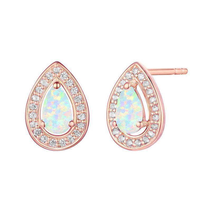 14k Rose Gold Flash-Plated Lab-Created Opal Stud Earrings, Womens Product Image