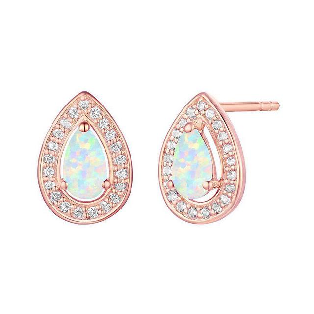 14k Rose Gold Flash-Plated Lab-Created Opal Stud Earrings, Womens, Pink Product Image