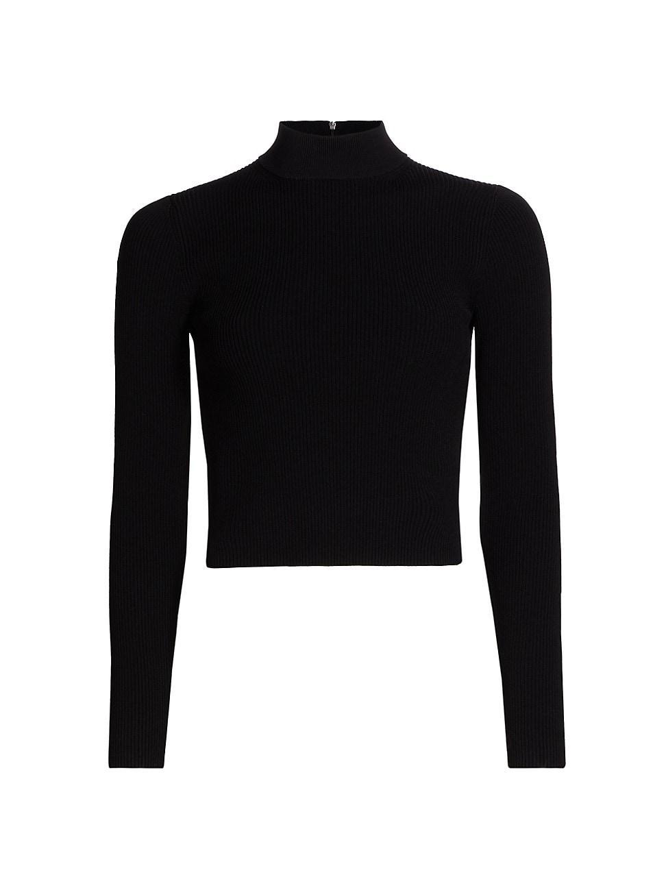 Womens Cropped Rib-Knit Sweater product image