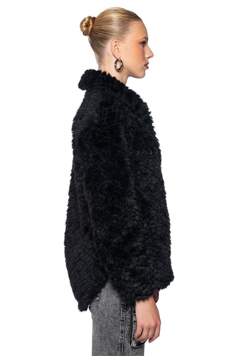 LONE WOLF FAUX FUR SHACKET Product Image