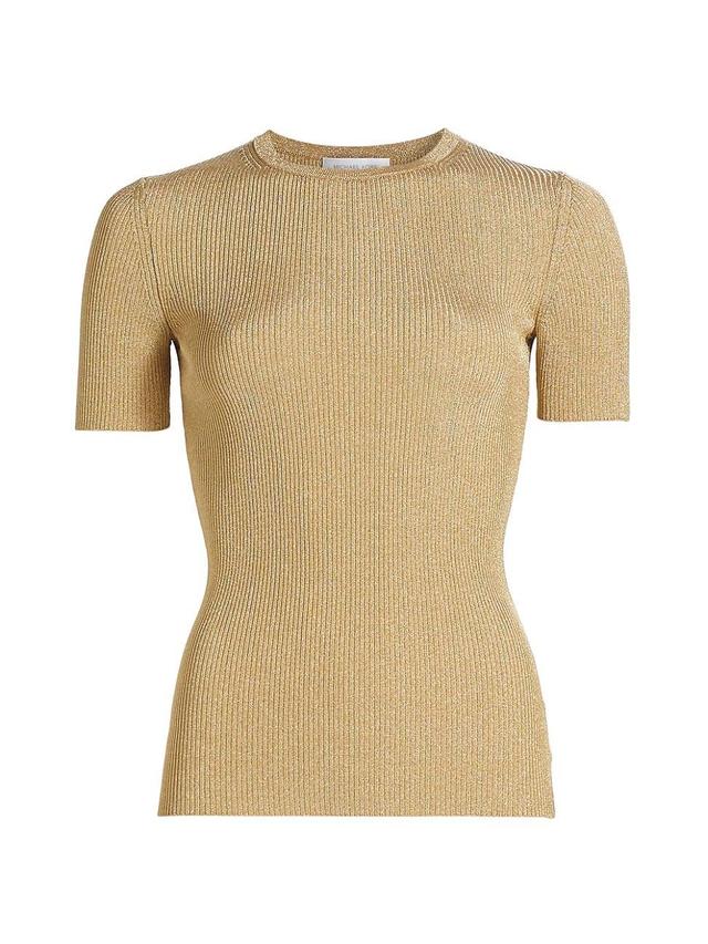 Womens Metallic Rib-Knit T-Shirt Product Image