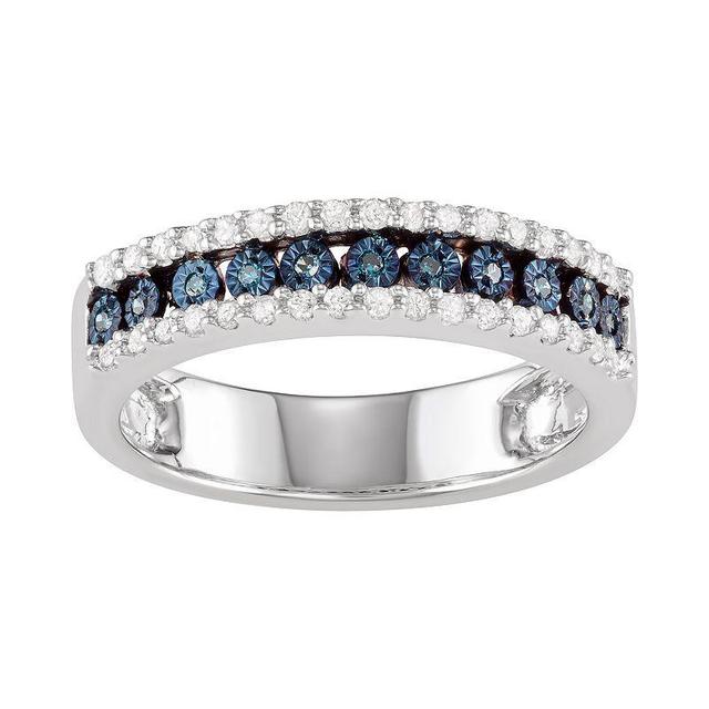 Sterling Silver 1/4 Carat T.W. Blue & White Diamond Ring, Womens Multicolor Product Image