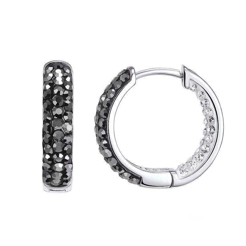 Chrystina Silver Tone Black & White Crystal Inside-Out Hoop Earrings, Womens Product Image