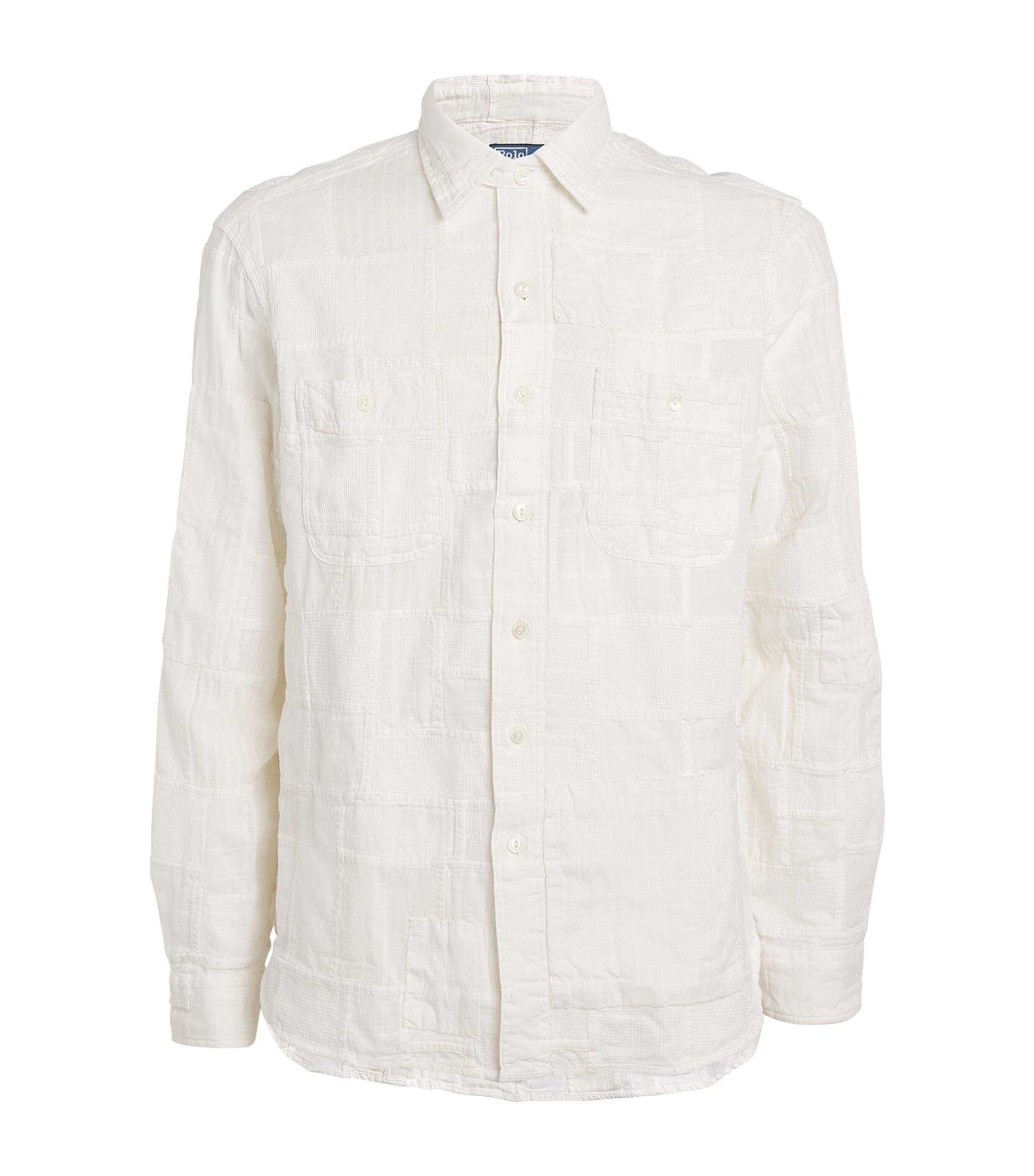 POLO RALPH LAUREN Cotton-linen Patchwork Shirt In White Product Image