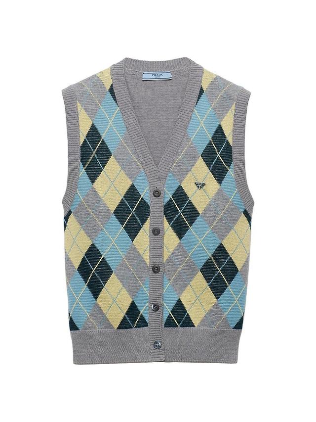 Womens Wool Vest Top with an Argyle Pattern Product Image