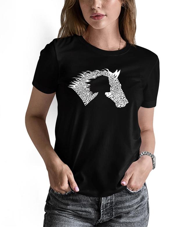 La Pop Art Womens Word Art Girl Horse T-Shirt Product Image