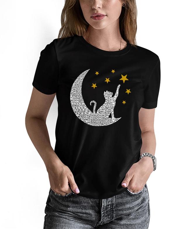 La Pop Art Womens Word Art Cat Moon T-Shirt Product Image