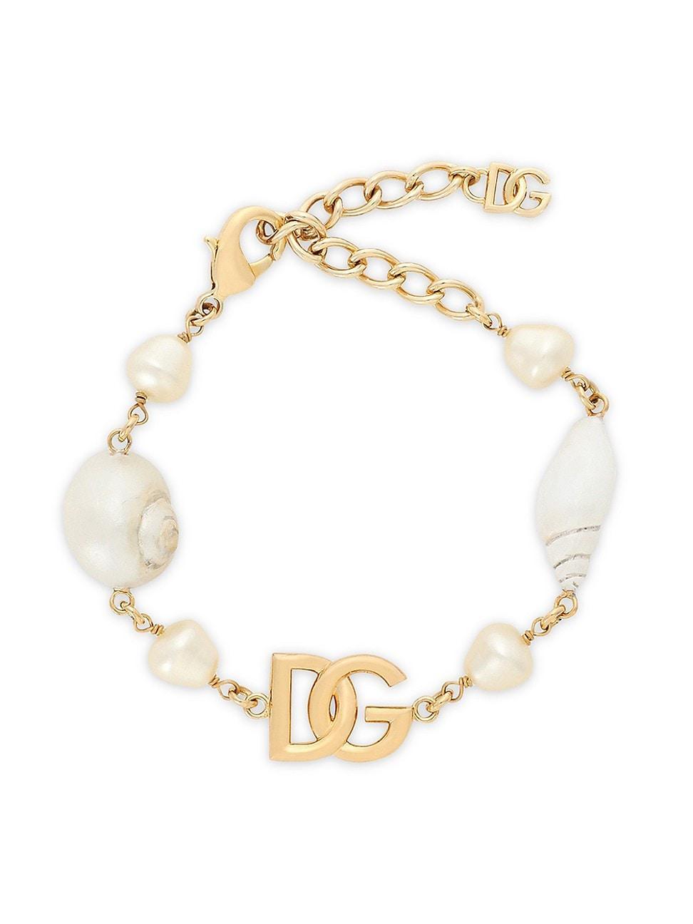 Womens Goldtone, Imitation Pearl & Shell Monogram Bracelet Product Image