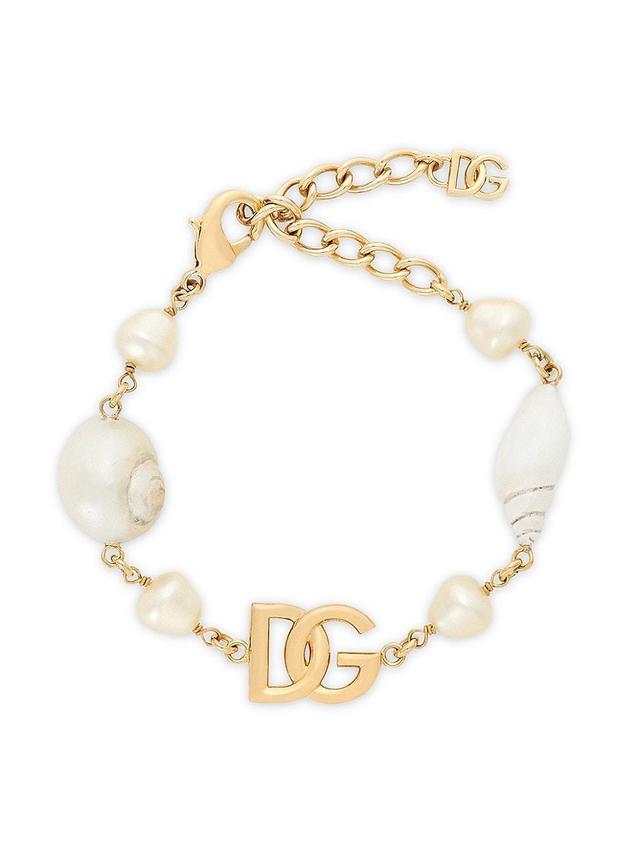 Womens Goldtone, Imitation Pearl & Shell Monogram Bracelet Product Image