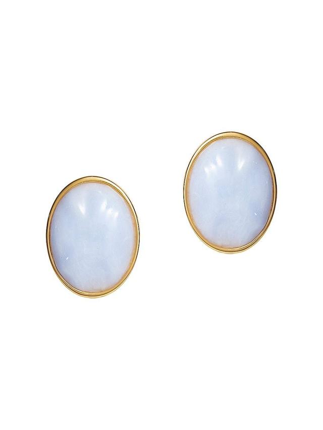 Womens Reflection 14K-Gold-Plated & Resin Button Earrings Product Image